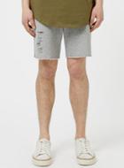 Topman Mens Grey Ripped Jersey Shorts