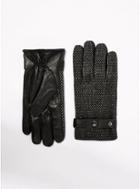 Topman Mens Grey And Black Herringbone Gloves