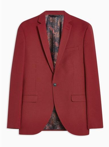 Topman Mens Red Two Tone Skinny Blazer