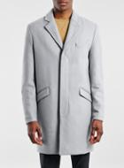 Topman Mens Grey Wool Blend Overcoat