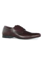 Topman Mens Red Burgundy Leather 'brisk' Punched Derby Shoes