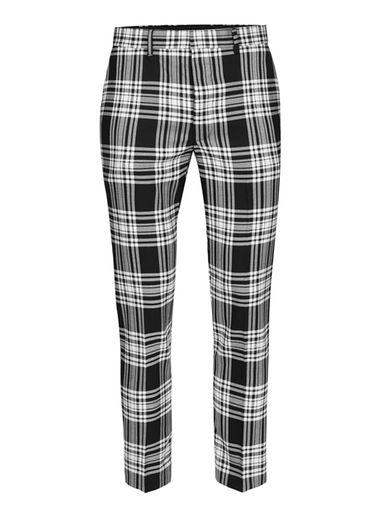 Topman Mens Black And White Check Ultra Skinny Fit Cropped Dress Pants