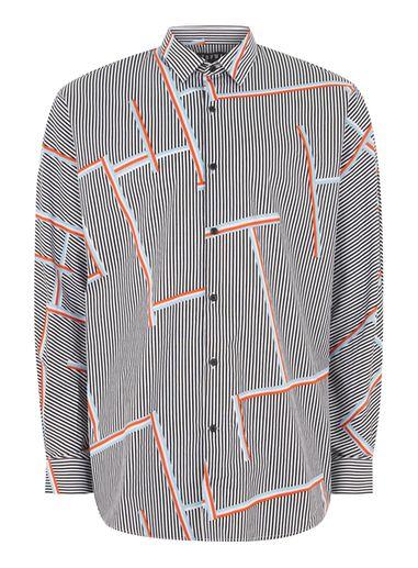Topman Mens Multi Black, White And Orange Graphic Stripe Shirt