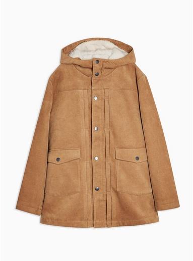 Topman Mens Stone Corduroy Borg Parka Jacket