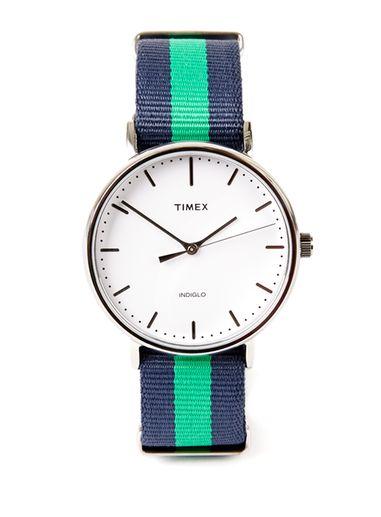 Topman Mens Blue Timex Navy And Green Weekender Fairfield Watch*