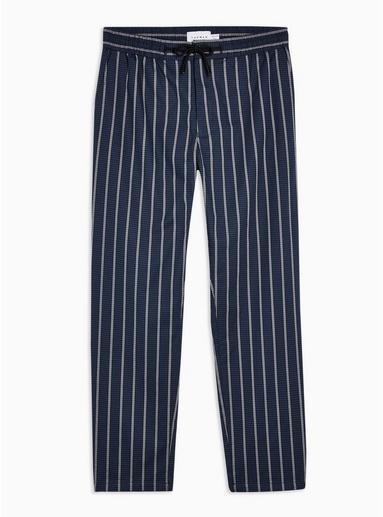 Topman Mens Navy And Red Stripe Stretch Skinny Pants