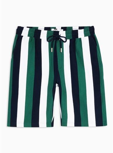 Topman Mens Multi Green And White Stripe Jersey Shorts