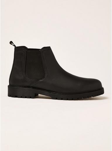 Topman Mens Black Leather Empire Chelsea Boots