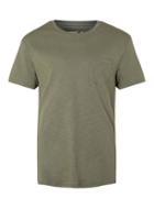 Topman Mens Green Khaki Slub Pocket T-shirt