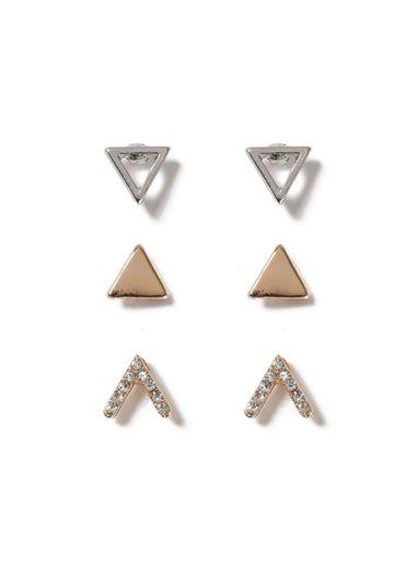 Topman Mens Silver Mixed Metal Crystal Triangle Earring Pack*