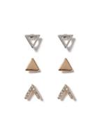 Topman Mens Silver Mixed Metal Crystal Triangle Earring Pack*