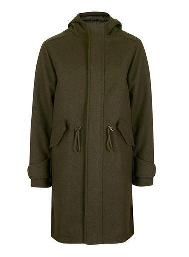Topman Mens Green Khaki Longline Fishtail Military Parka