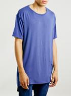 Topman Mens Blue Curved Hem Long Line T-shirt