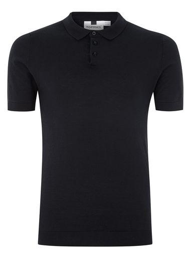 Topman Mens Navy Muscle Knitted Polo