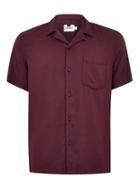 Topman Mens Red Burgundy Revere Short Sleeve Shirt