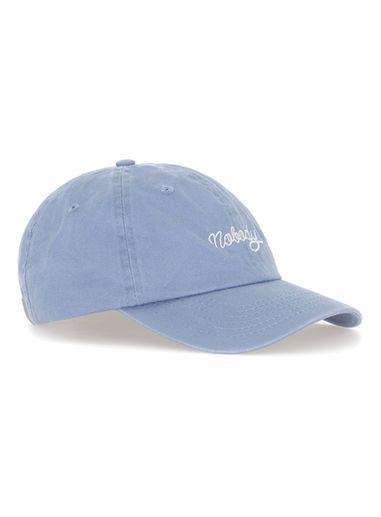 Topman Mens Washed Blue Nobody Slogan Curved Peak Cap