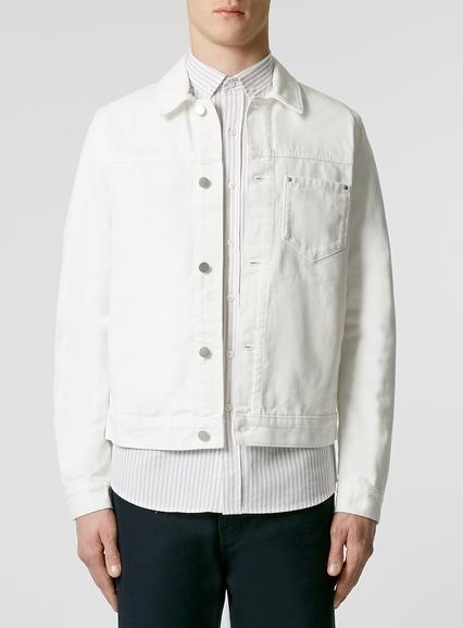 Topman Mens White One Pocket Denim Jacket