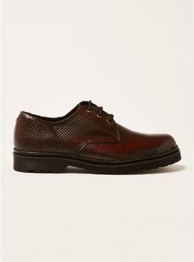 Topman Mens Red Leather Snake Effect Brogues