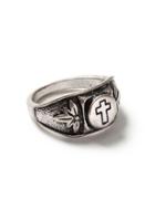 Topman Mens Antique Silver Look Etched Cross Ring*