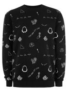 Topman Mens Black Embroidered Co-ord Sweatshirt