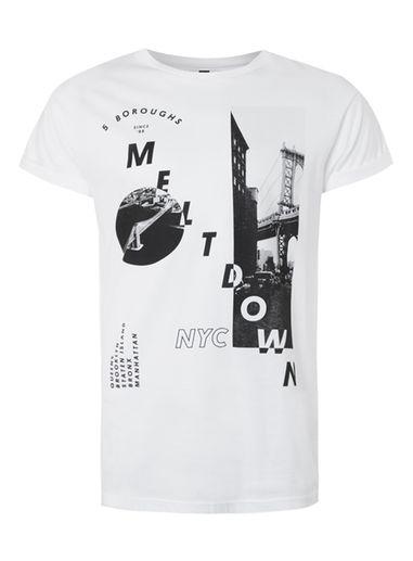 Topman Mens Black And White Meltdown Print Muscle Fit Roller T-shirt