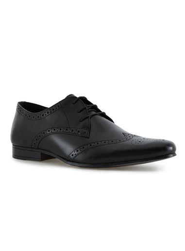 Topman Mens Black Leather Brisk Derby Brogues