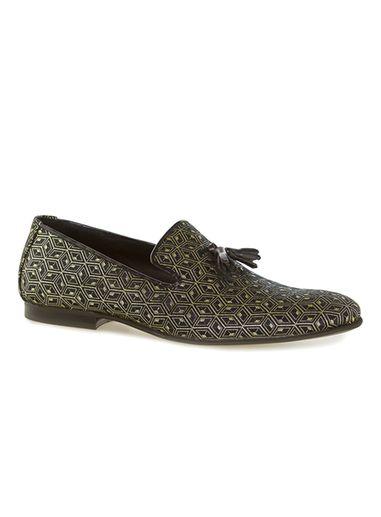 Topman Mens Gold Leather Print Tassel Loafers