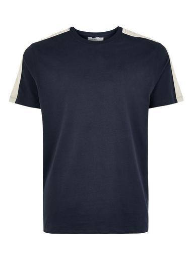 Topman Mens Navy Velour Taping T-shirt