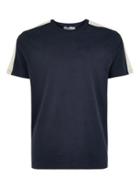 Topman Mens Navy Velour Taping T-shirt