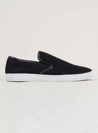 Topman Mens 'verdy' Black Synthetic Suede Slip-on Shoes