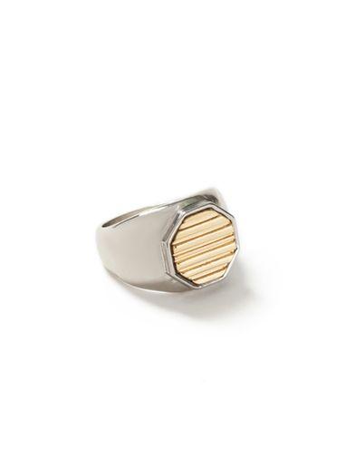 Topman Mens Silver Mixed Metal Hexagon Line Ring*