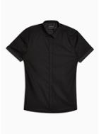 Topman Mens Black Turn Up Stretch Skinny Shirt