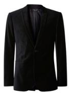 Topman Mens Black Velvet Skinny Fit Blazer