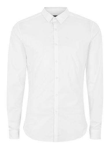Topman Mens White Stretch Skinny Fit Smart Shirt