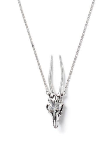 Topman Mens Burnished Silver Look Skull Pendant Necklace*