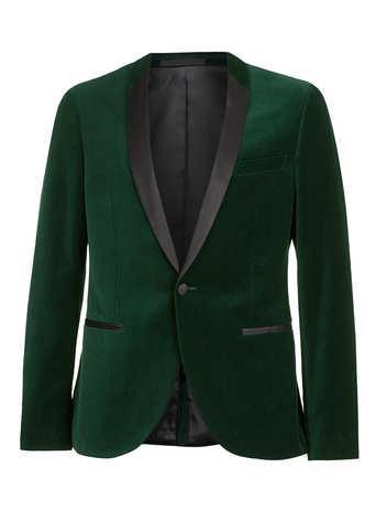 Topman Green Velvet Shawl Blazer