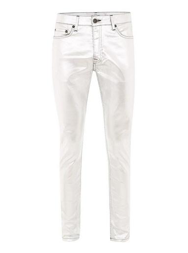Topman Mens Metallic Silver Foil Stretch Skinny Pants