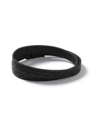 Topman Mens Black Faux Leather Wristband*