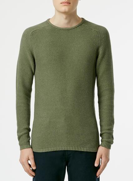 Topman Mens Selected Homme Green Sweater