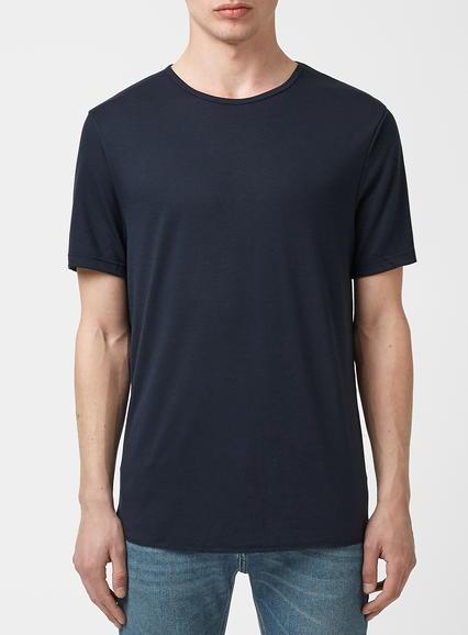 Topman Mens Blue Navy Curved Hem Drape T-shirt