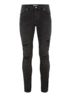 Topman Mens Black Ripped Zip Biker Jeans