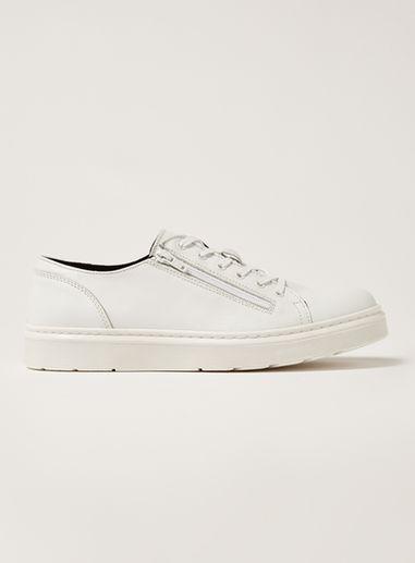 Topman Mens White Leather Crew Zip Shoes