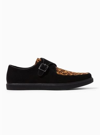 Topman Mens Multi Black Leopard Regan Monk Shoes