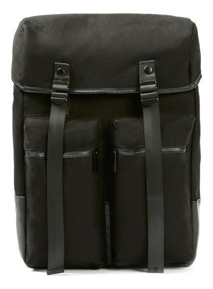 Topman Mens Black Smart Canvas Backpack