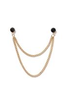 Topman Mens Gold Look And Black Stone Connecting Chain Collar Tips*