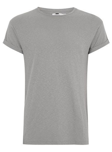 Topman Mens Grey Gray Linen Look Muscle T-shirt