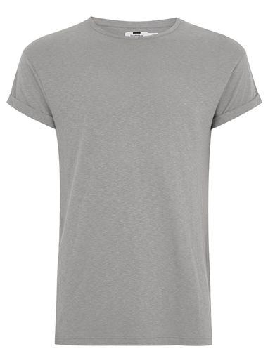Topman Mens Grey Gray Linen Look Muscle T-shirt