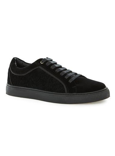 Topman Mens Black Velvet Lace Up Shoes