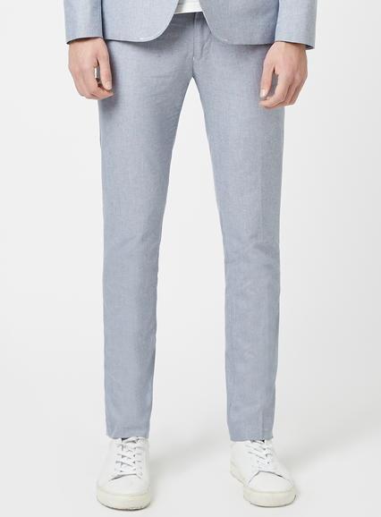 Topman Mens Blue Chambray Skinny Fit Pants