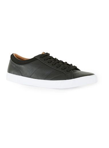 Topman Mens Black Faux Leather Sneakers
